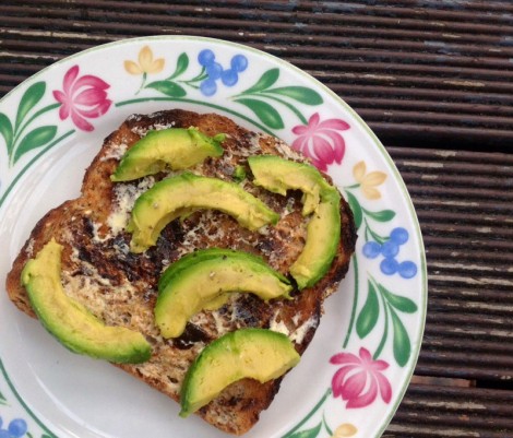 Vegemite on toast with avocado